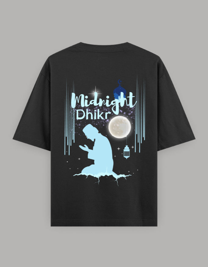 Midnight Dhikr – Spiritual Streetwear Tee (Black | Front & Back Print) - ZIKRZIBA
