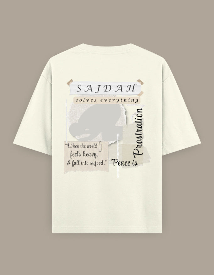 SAJDAH Solves Everything – Oversized T-Shirt (Off-White | Back Print) - ZIKRZIBA