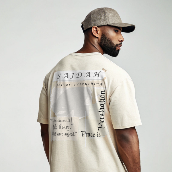 SAJDAH Solves Everything – Oversized T-Shirt (Off-White | Back Print) - ZIKRZIBA
