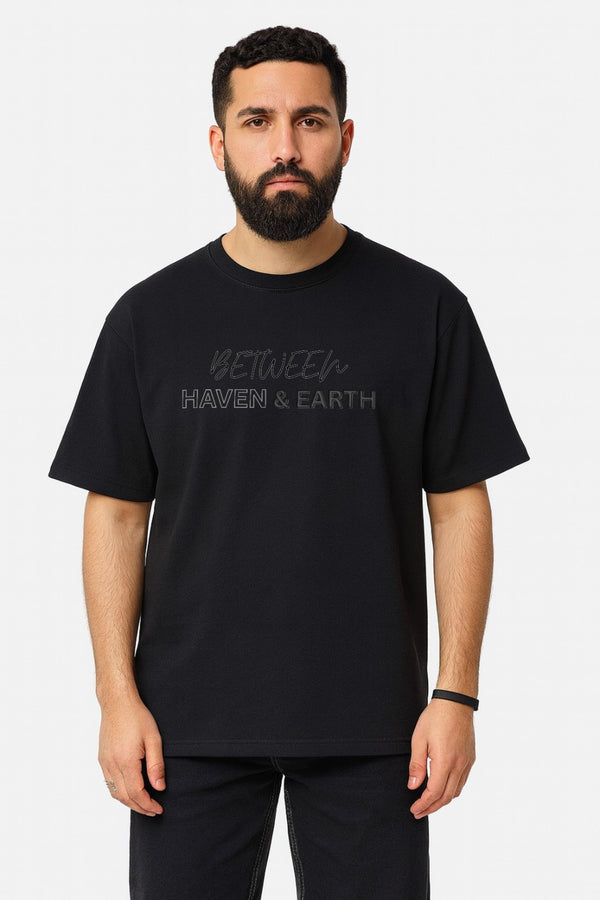 Between Haven & Earth – Oversized Luxury T-Shirt (White & Black)