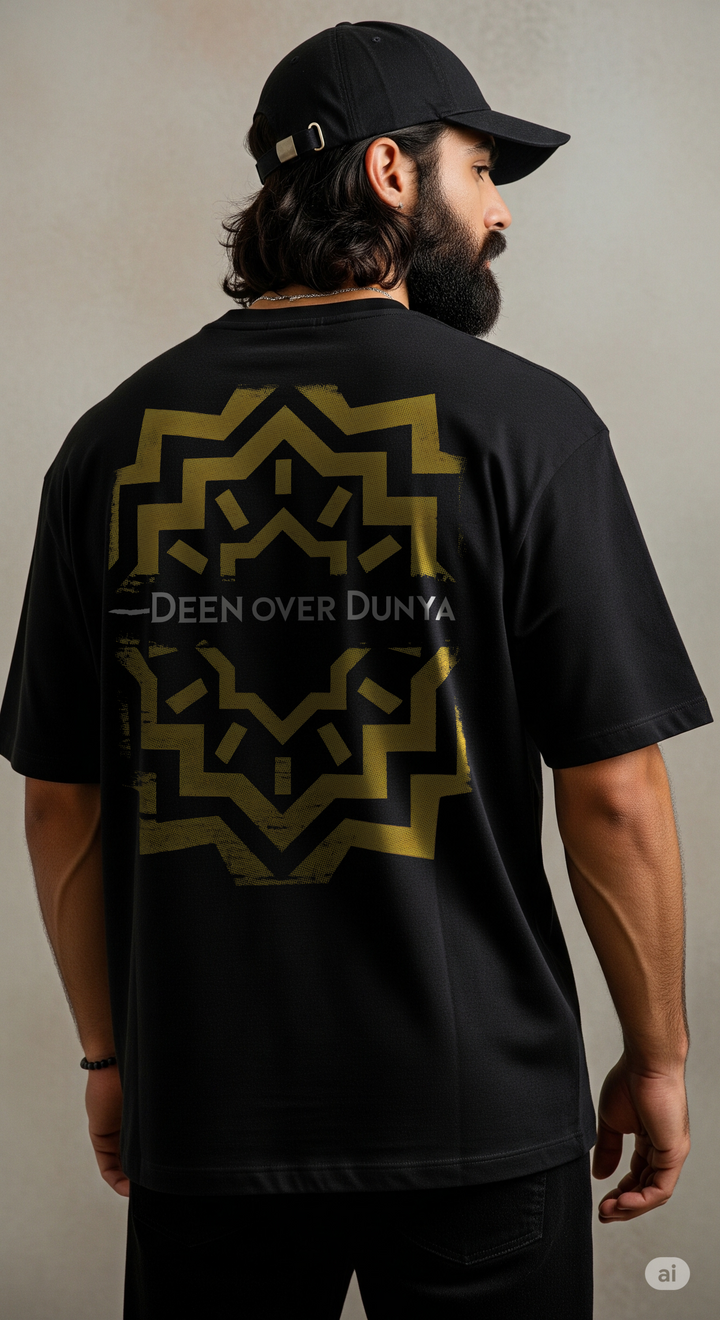 ✦ Deen Over Dunya — Gold Edition | Oversized Premium T-Shirt - ZIKRZIBA