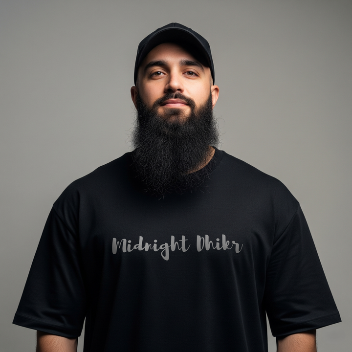Midnight Dhikr – Spiritual Streetwear Tee (Black | Front & Back Print) - ZIKRZIBA