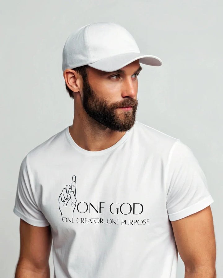 One God – Front Printed Black Classic Crew T-Shirt | “One Creator, One Purpose - ZIKRZIBA