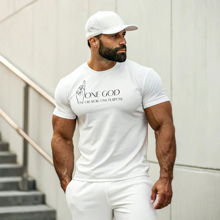 One God – Front Printed Black Classic Crew T-Shirt | “One Creator, One Purpose - ZIKRZIBA