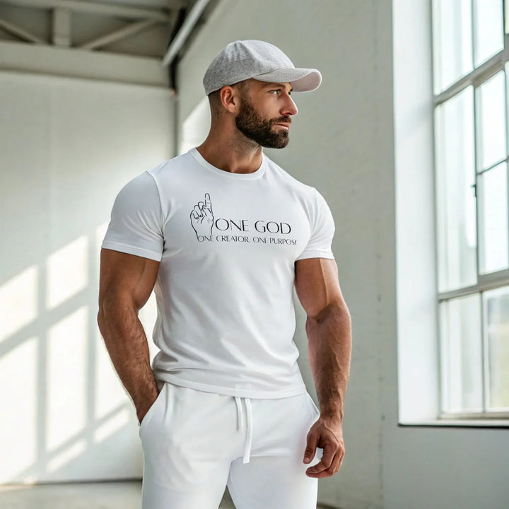 One God – Front Printed Black Classic Crew T-Shirt | “One Creator, One Purpose - ZIKRZIBA