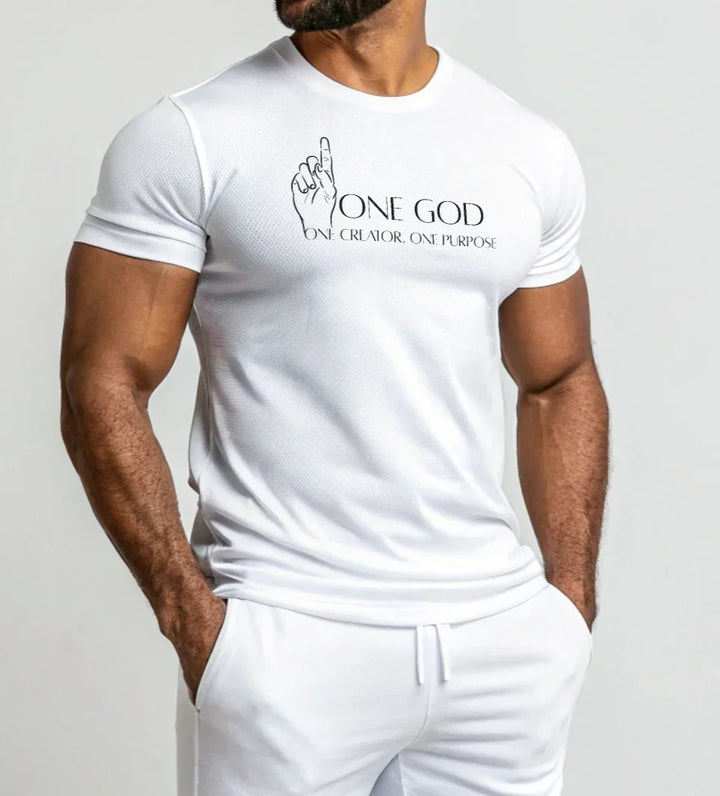 One God – Front Printed Black Classic Crew T-Shirt | “One Creator, One Purpose - ZIKRZIBA